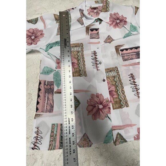 Vintage T. Marie Sissies Women Floral Print Shirt Blouse Top Size 14 Long Sleeve - Picture 9 of 9